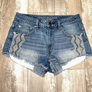 AMERICAN Eagle Jean High Rise Festival Denim Shorts